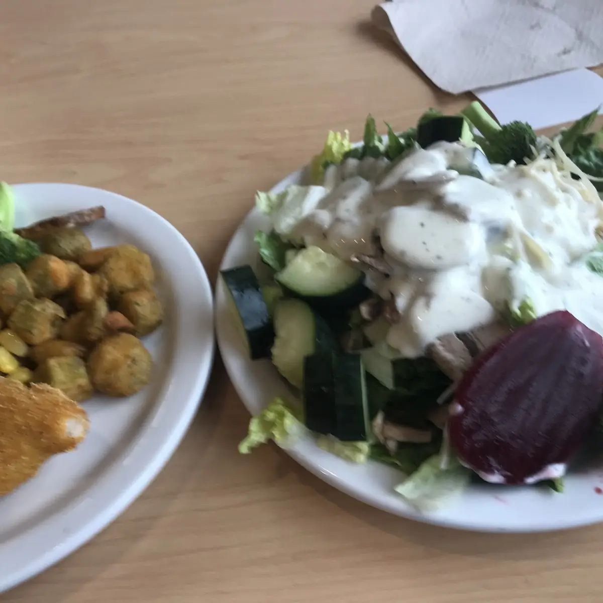 Garden Salad & Fried Fish and Okra