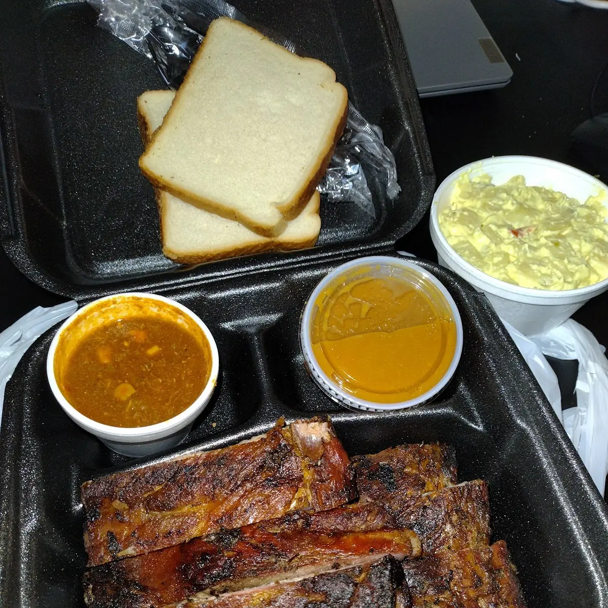Rib Plate with Brunswick Stew & Potato Salad