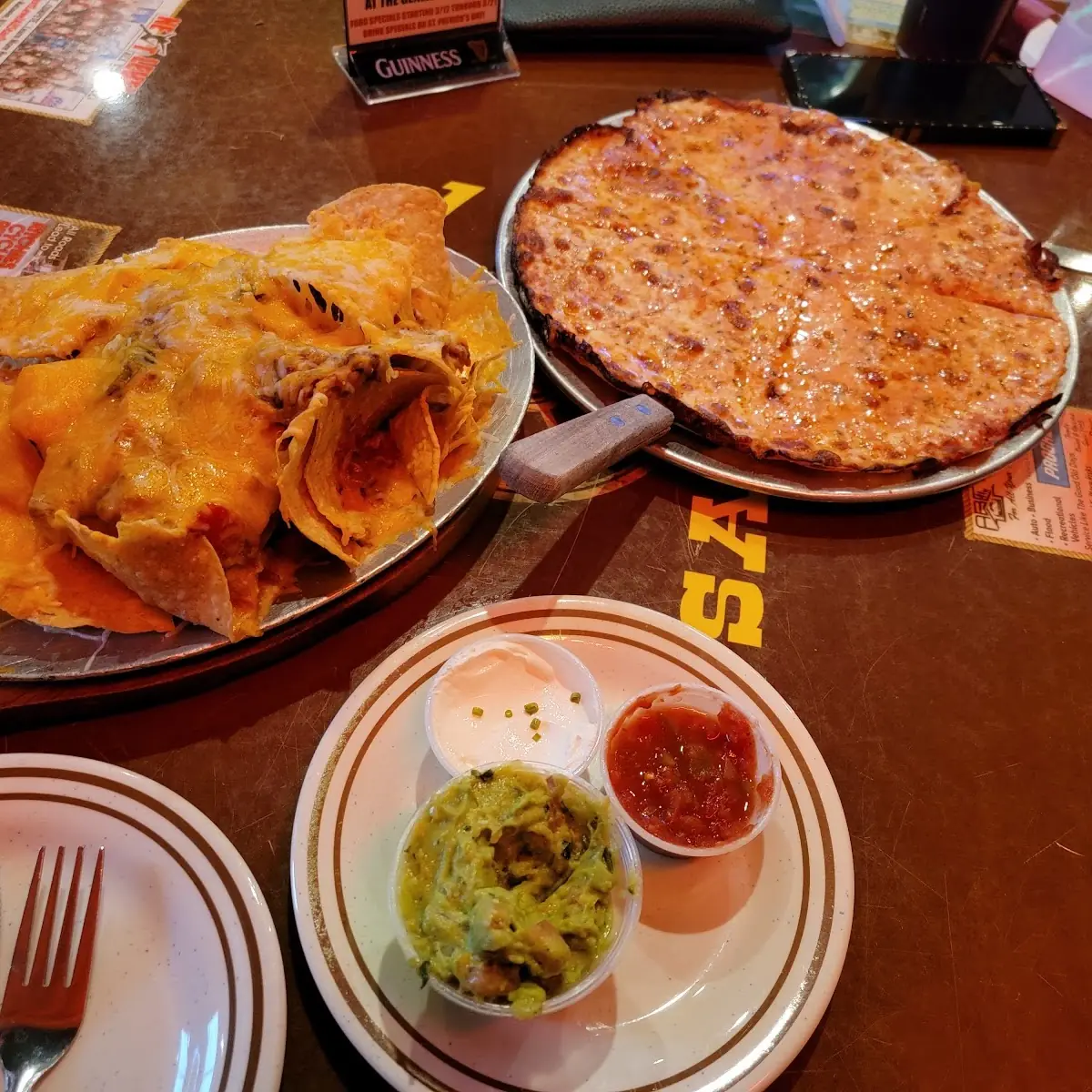 Pizza and Loaded Nachos