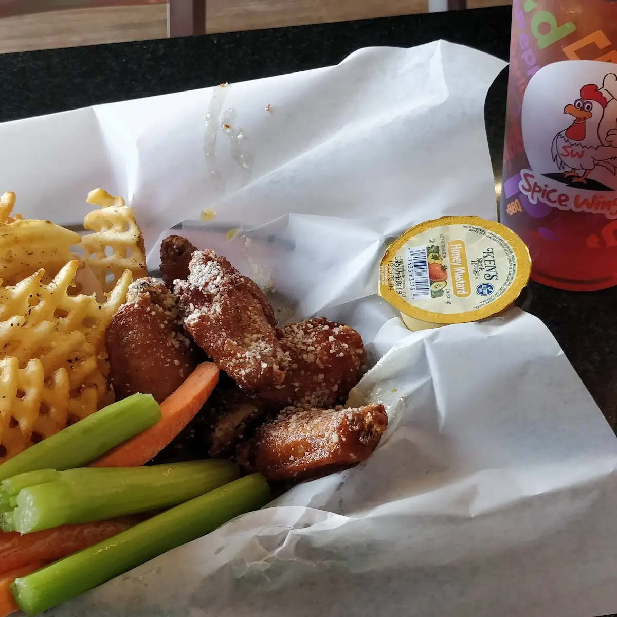 Garlic Parmesan Wings Waffle Fries