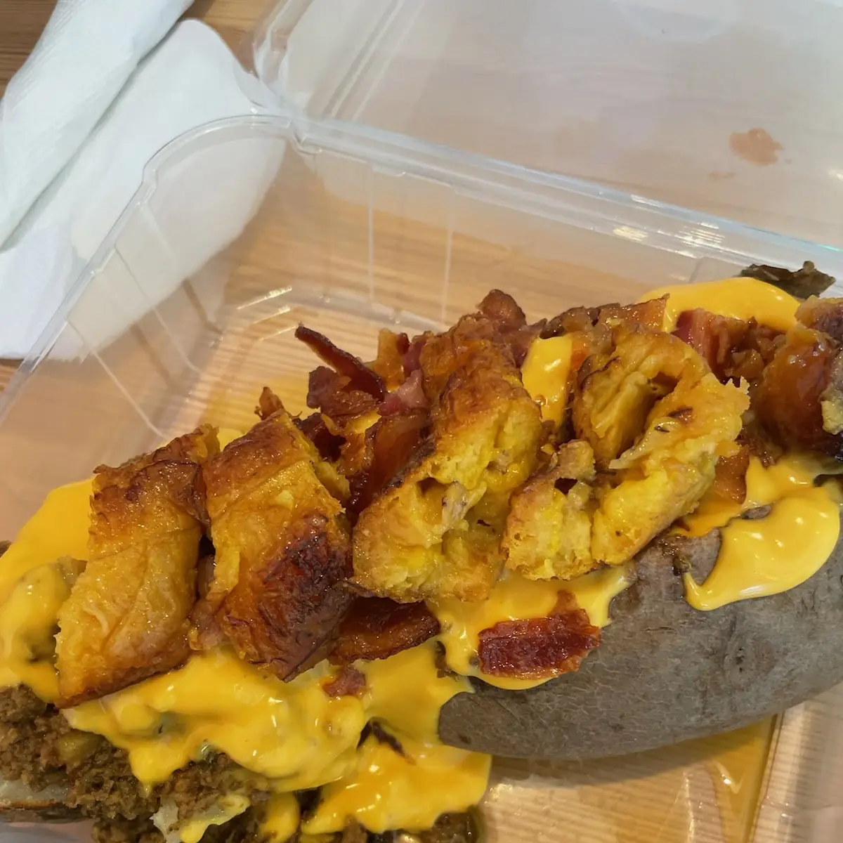 Regular Potato Ground Beef Cheese Sauce Plata or and Bacon