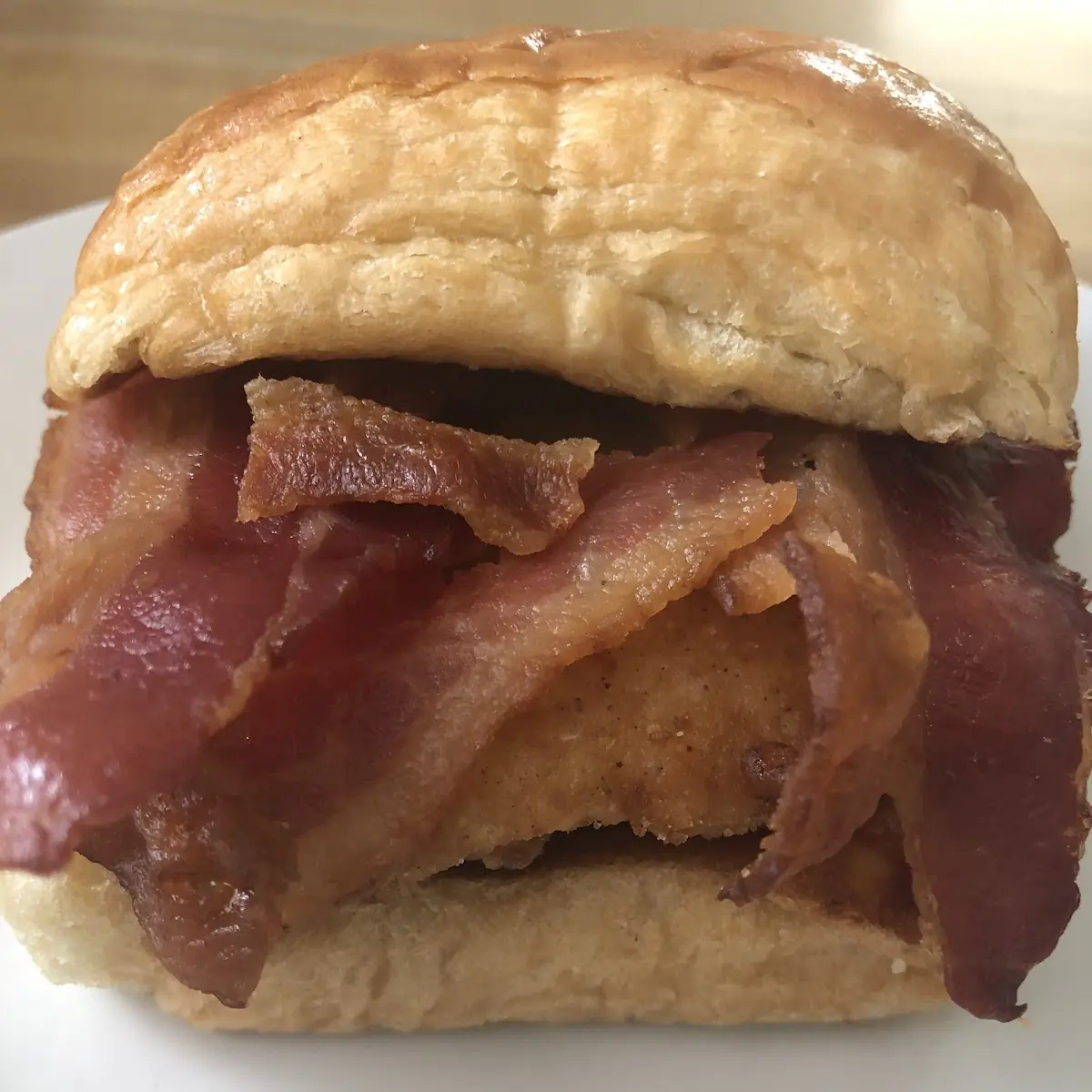 Maple Bacon Chicken Croissant Breakfast Sandwich