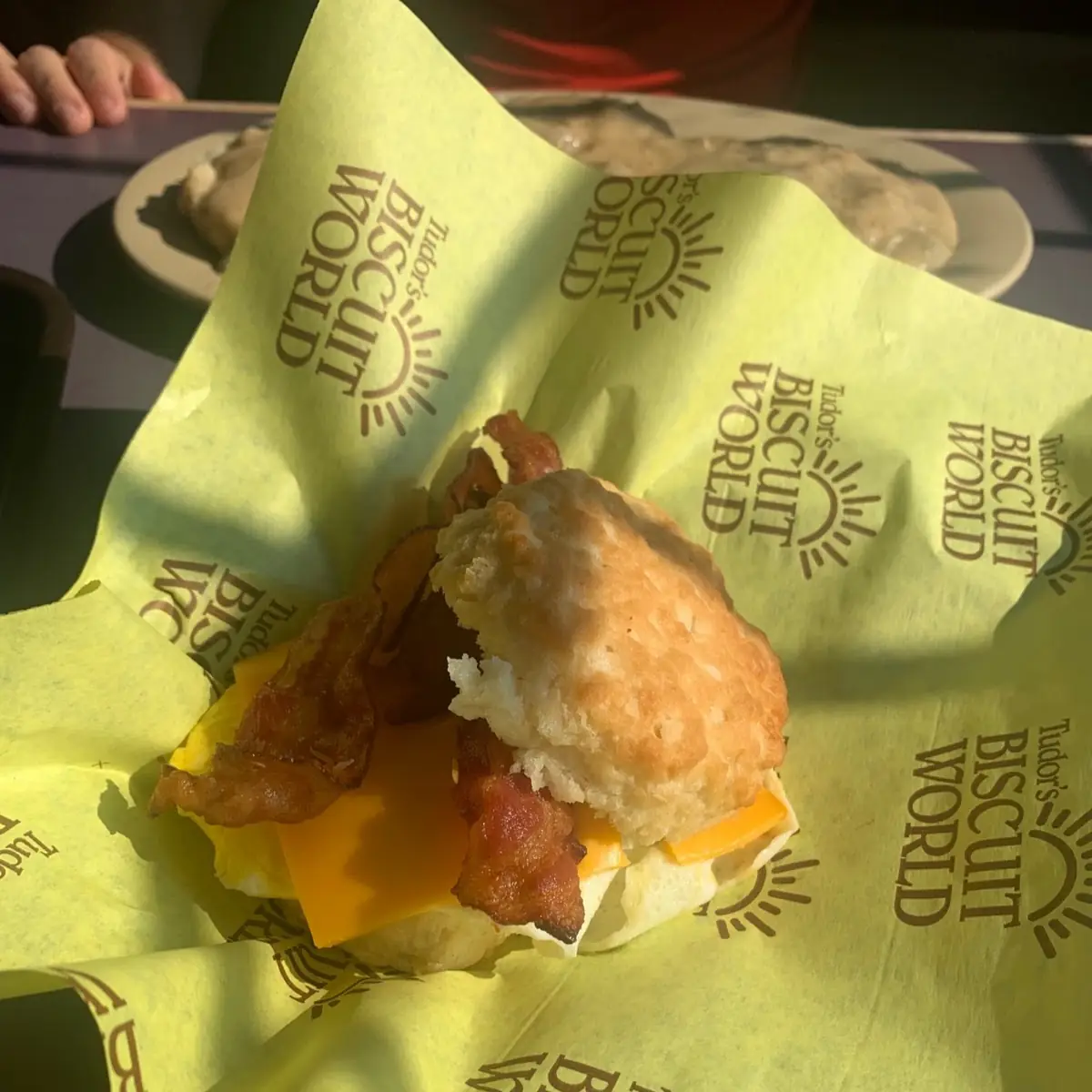 Bacon Egg and Cheese on a Biscuit