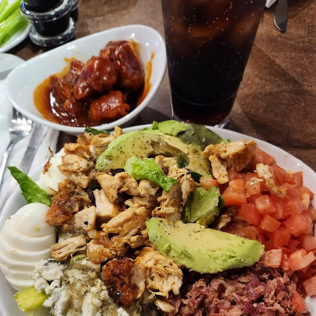 Cobb Salad and BBQ Wings