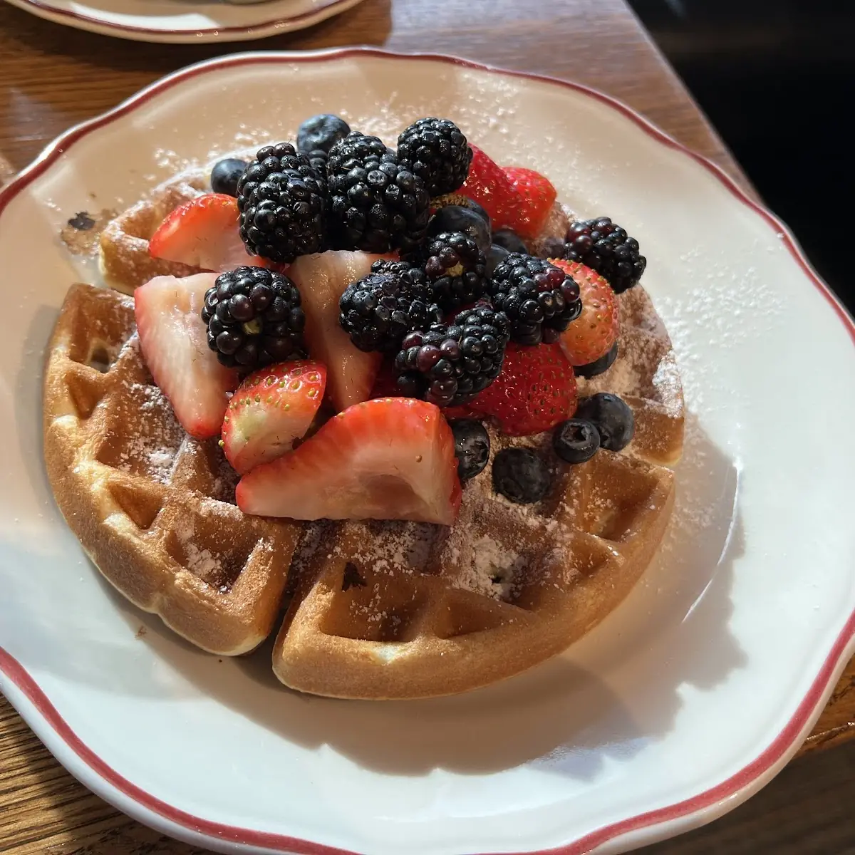 Fresh Fruit Waffle with Bacon