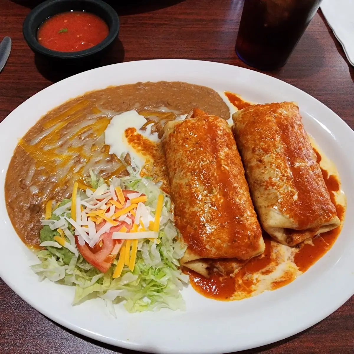 Bean Burrito Cheese Enchilada and Tostada with Beans