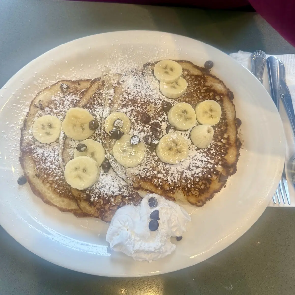 Blueberry Pancakes with Fresh Cut Bananas
