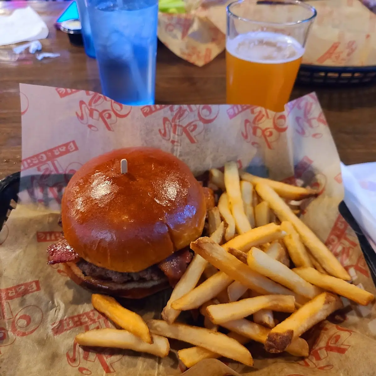 Mushroom Swiss Burger Served