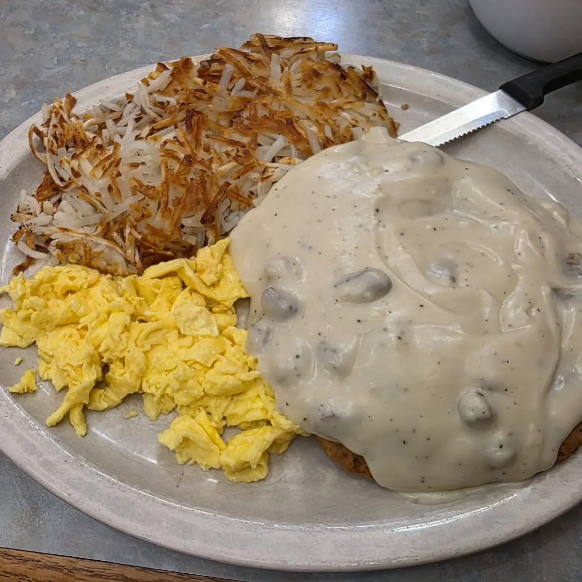 Chicken Fried Steak with Biscuits and Gravy