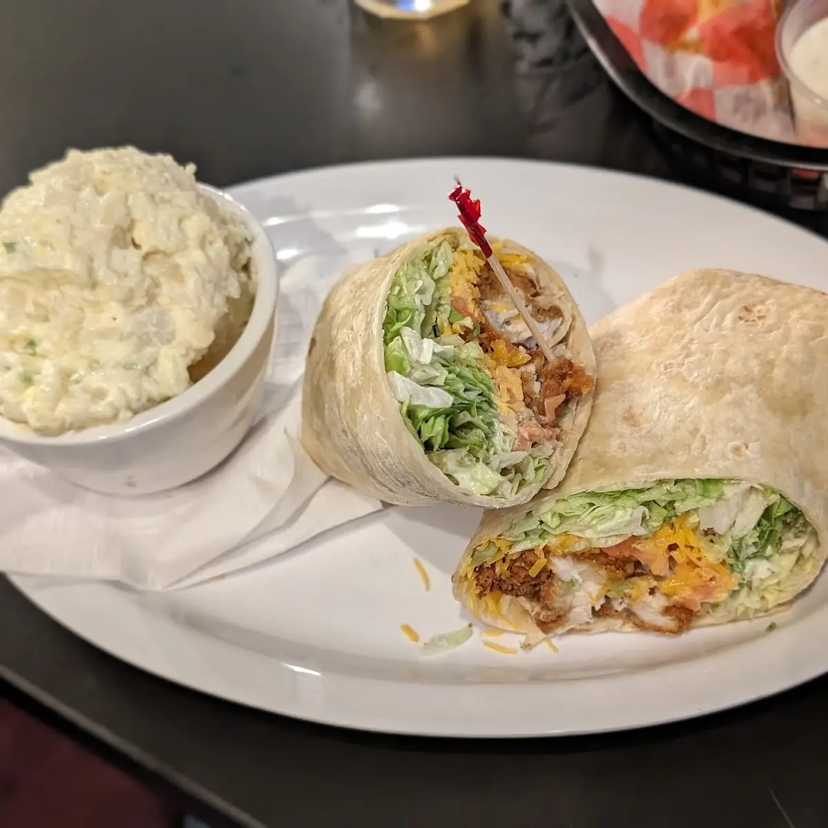 Buffalo Chicken Wrap with Potato Salad