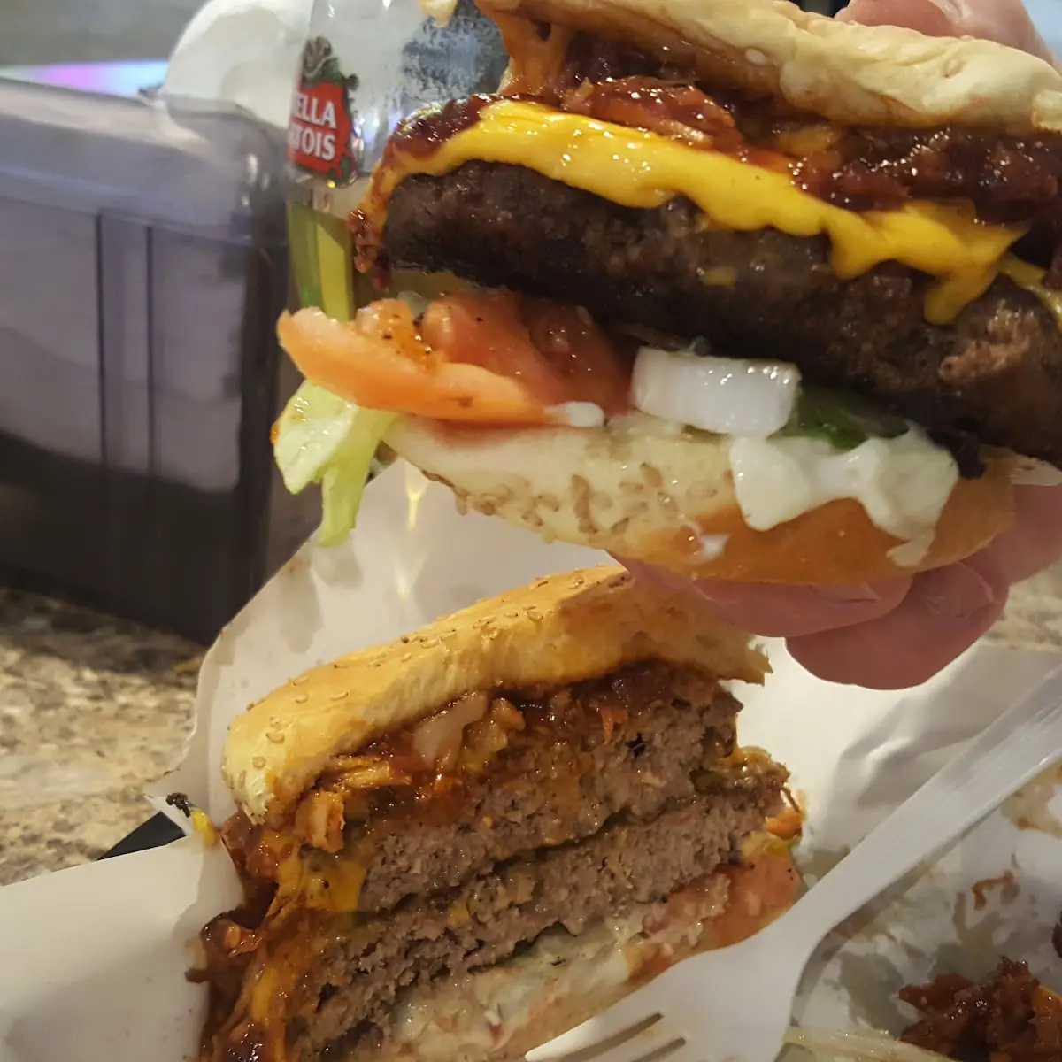 Double Steak Burger with Pulled Pork
