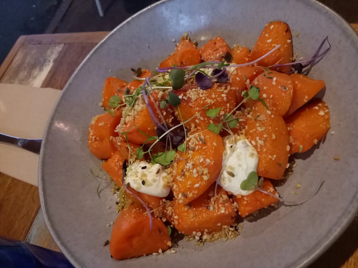 Cinnamon Roasted Pumpkin with Tahini Yoghurt & Hazelnut Dukkha, Cafe Treeo