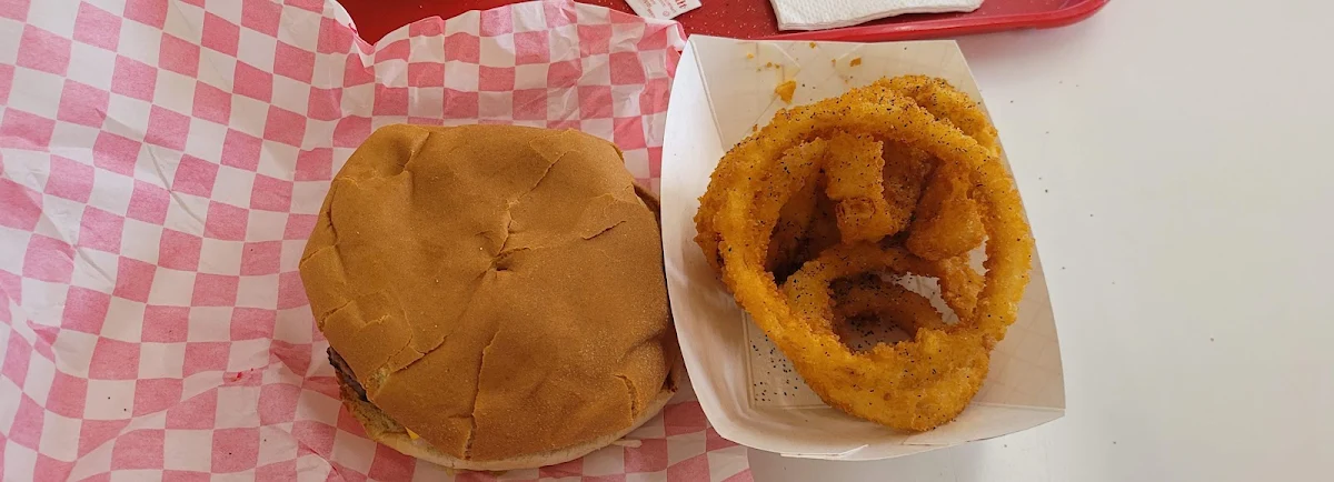 Burger and Onion Rings