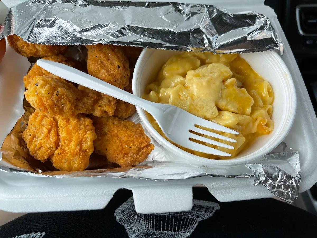 Chicken Bites and Homemade Baked Mac and Cheese