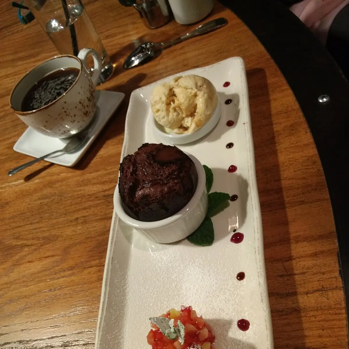 Chocolate Souffle and Vanilla Bean Ice Cream