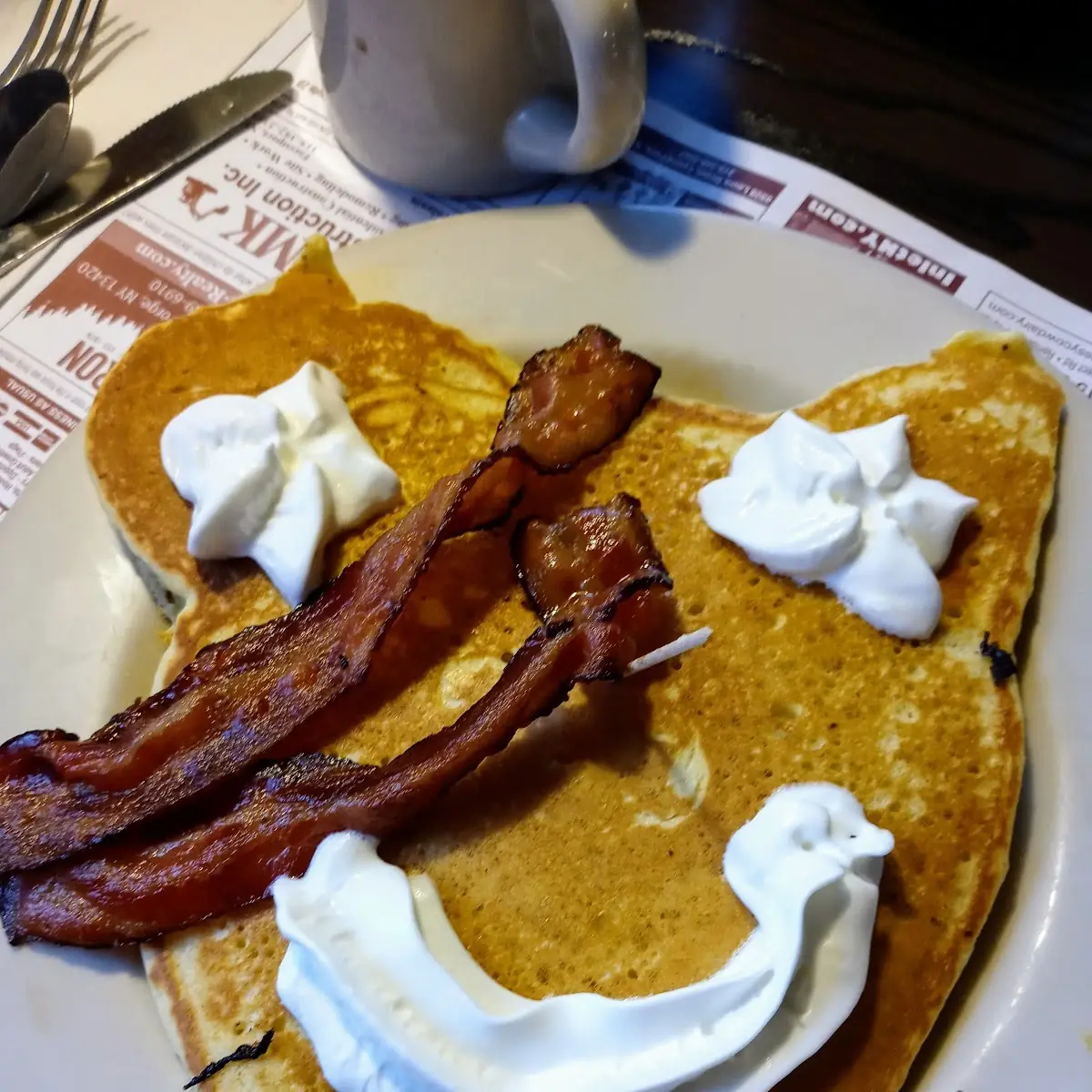 Chocolate Chip Pancakes with Whipped Cream