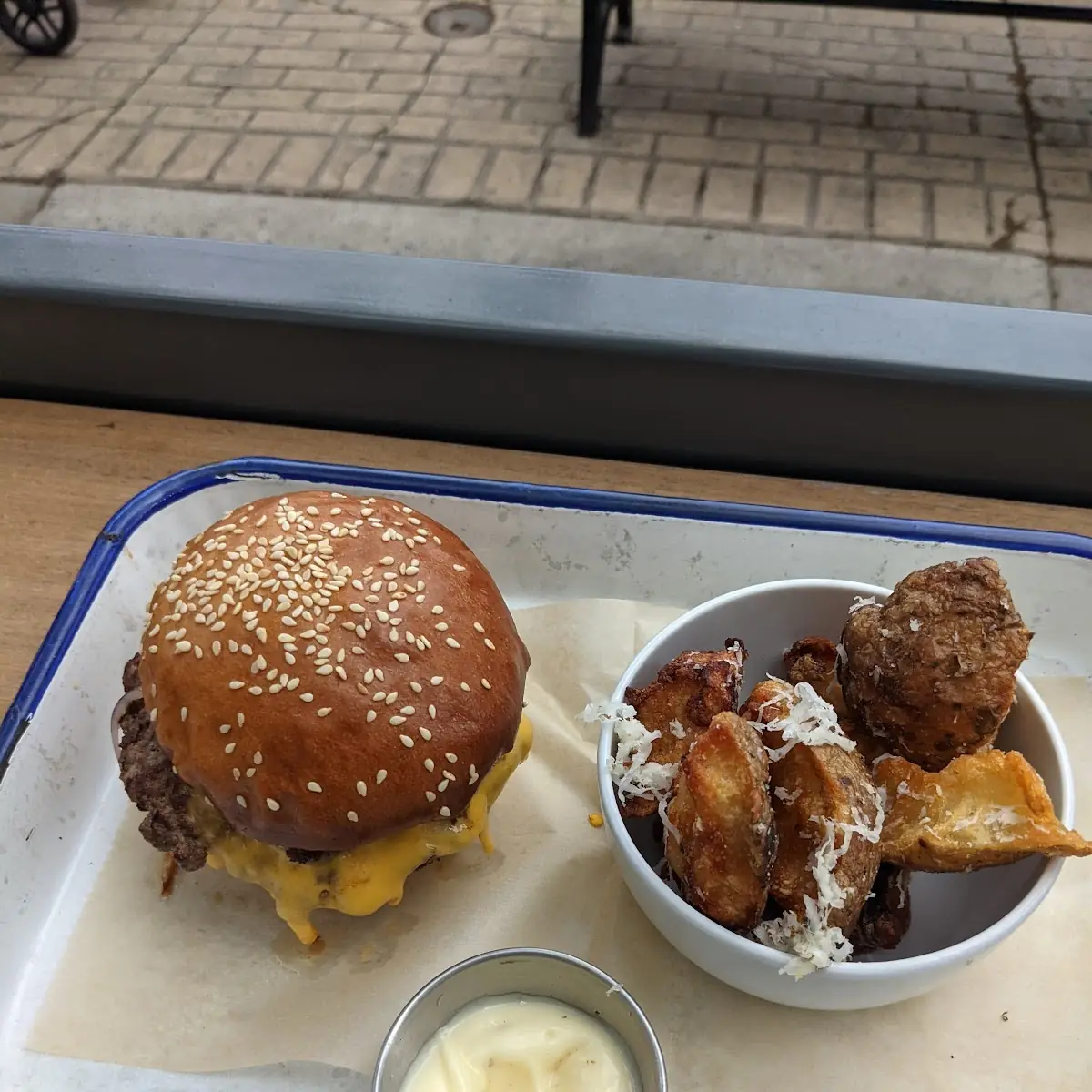 Double Cheeseburger and Potatoes