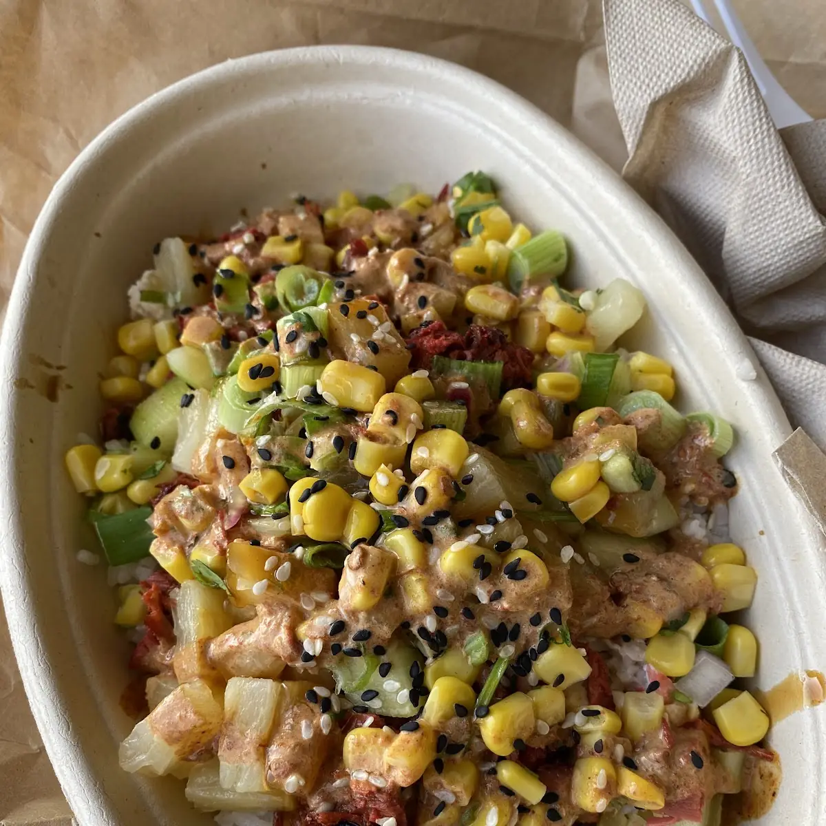 Spicy Chicken Poke Bowl