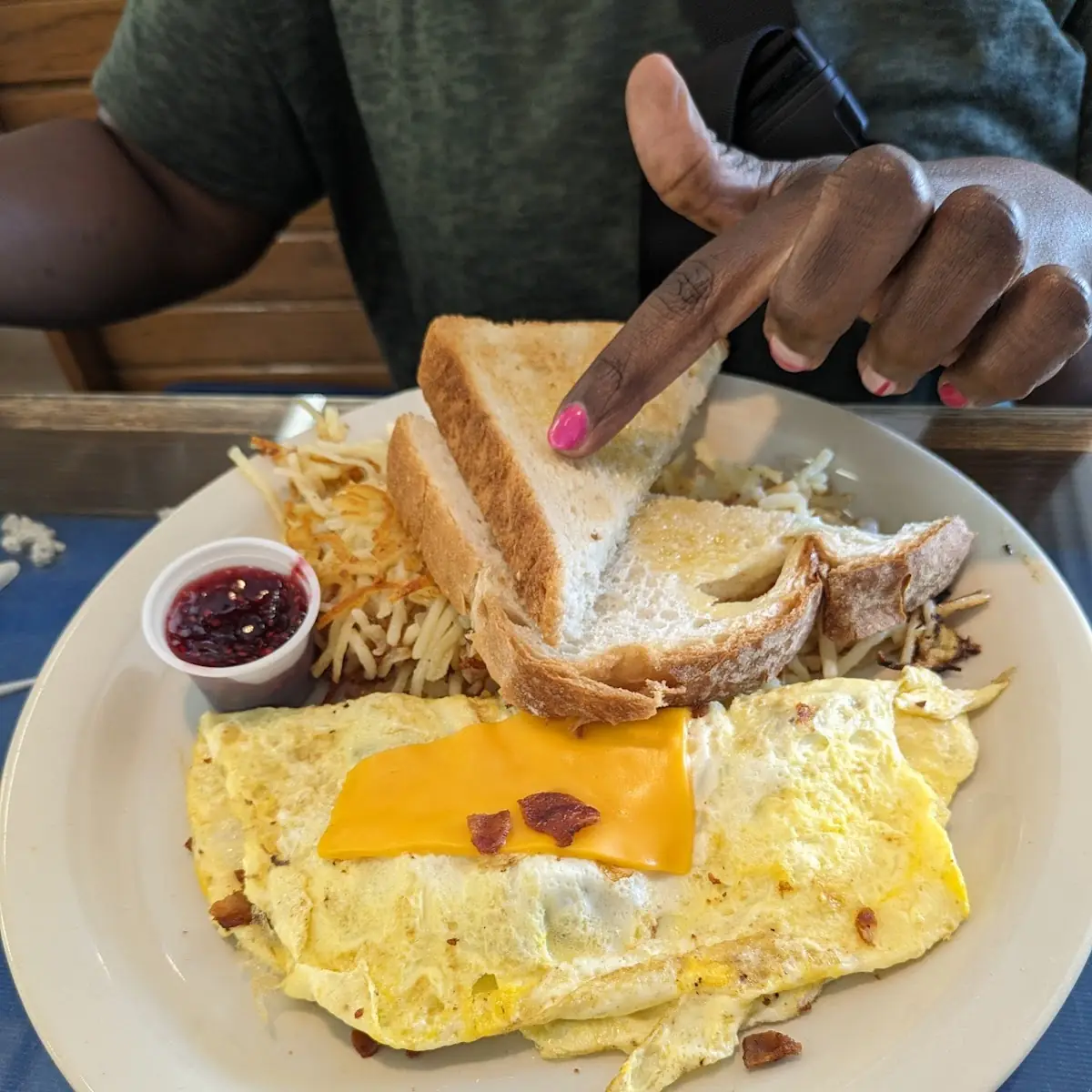 Egg Hash Browns and Toast