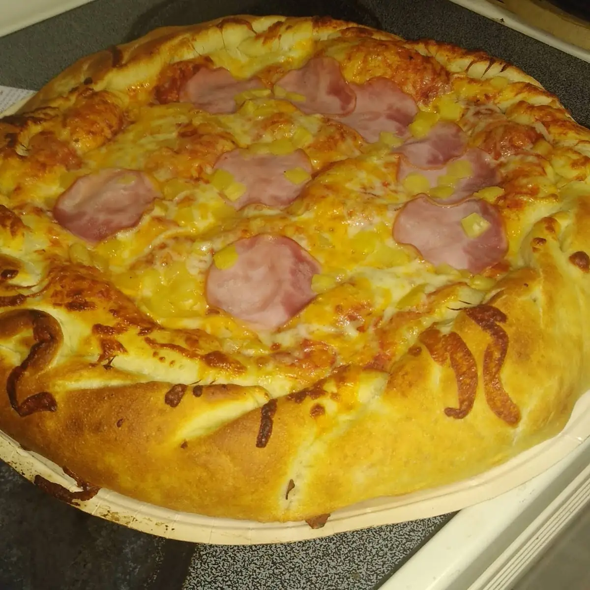 Stuffed Crust Canadian Bacon and Pineapple Pizza