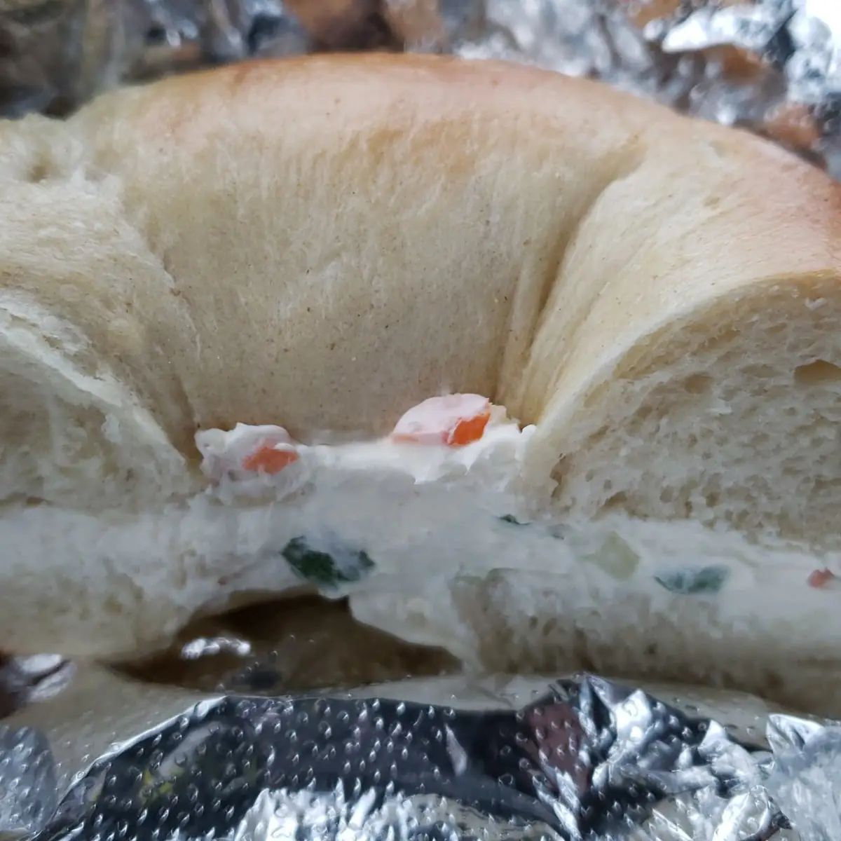 Plain Bagel and Veggie Cream Cheese
