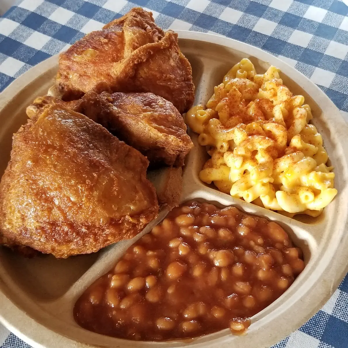 Famous Fried Chicken Mac N Cheese & Beans