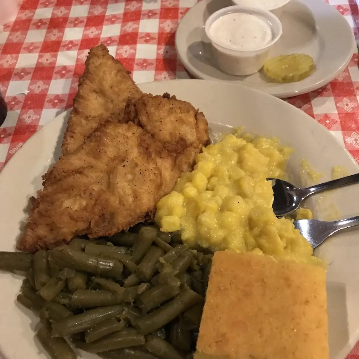 Country Fried Steak Greens Cabbage Fried Green Tomatoes Corn Bread