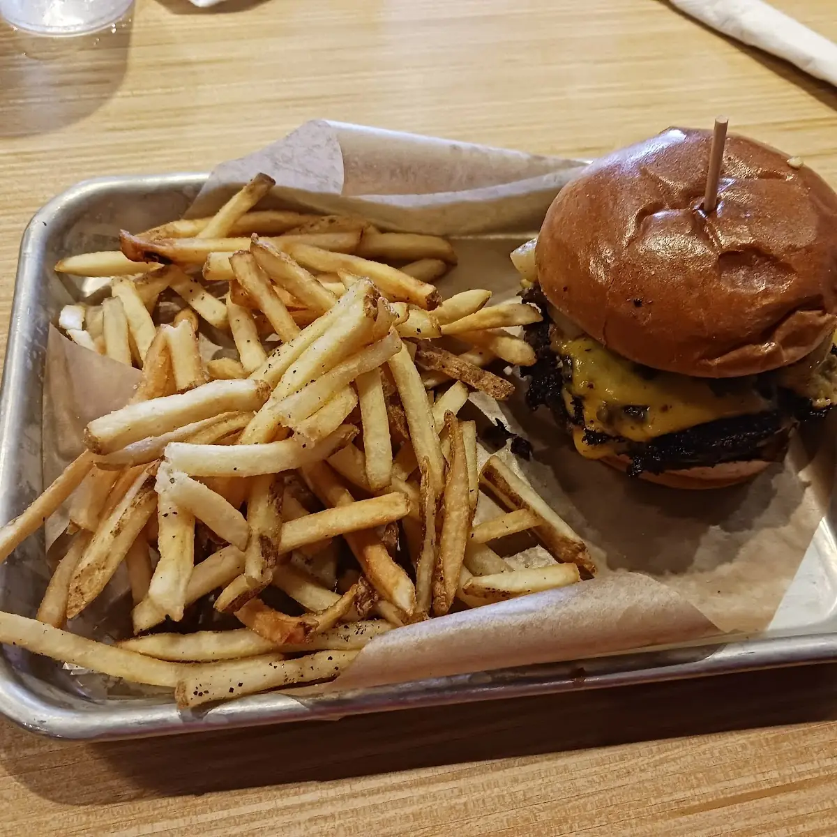 Double Cheeseburger and Potato Wedges