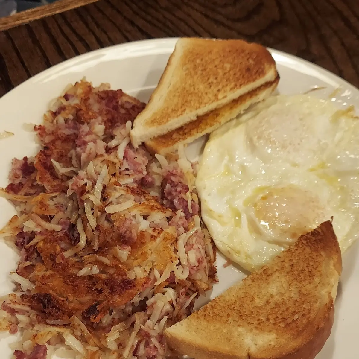 Corned Beef Hash and Eggs and Toast