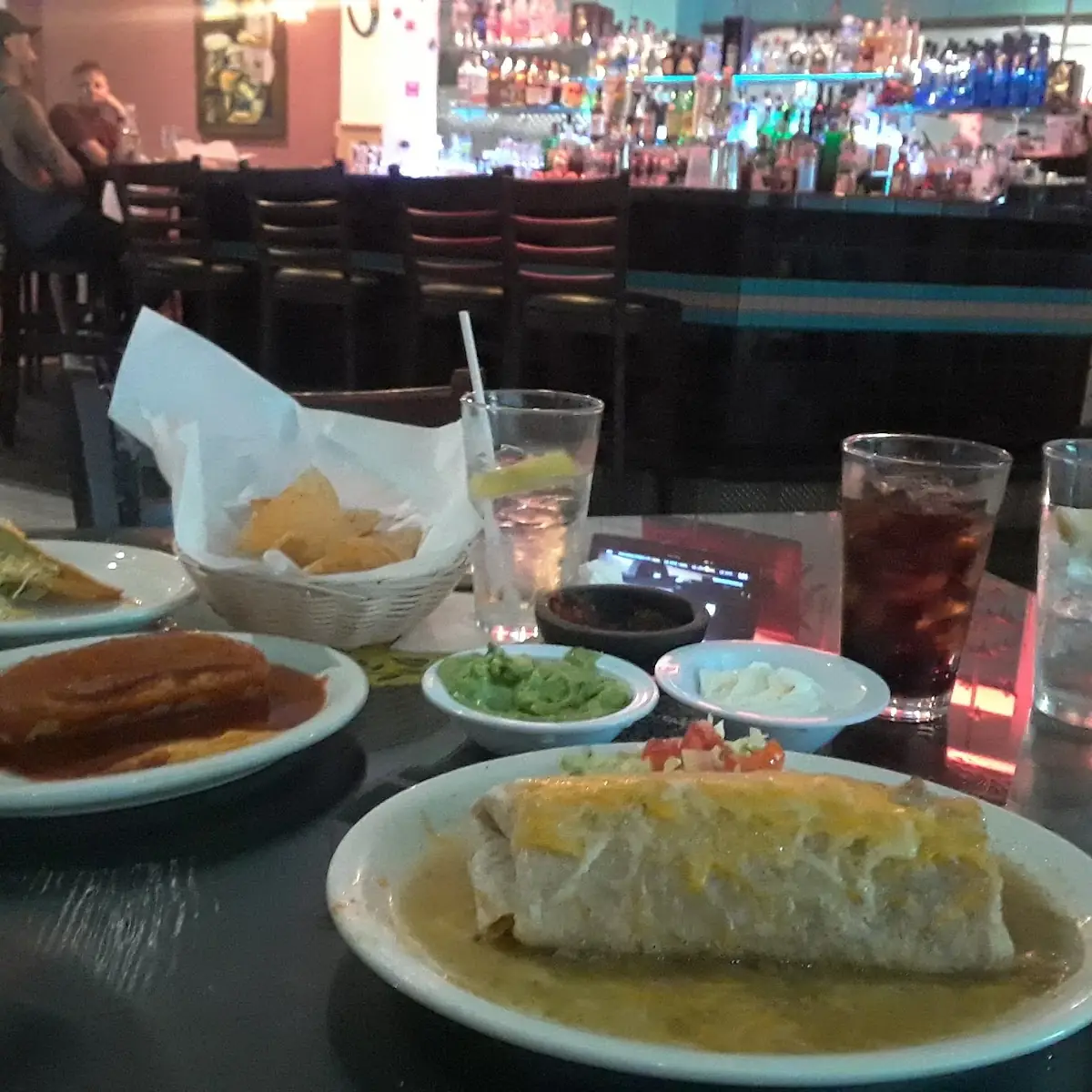 Chile Verde Burrito Tamale and Chicken Taco
