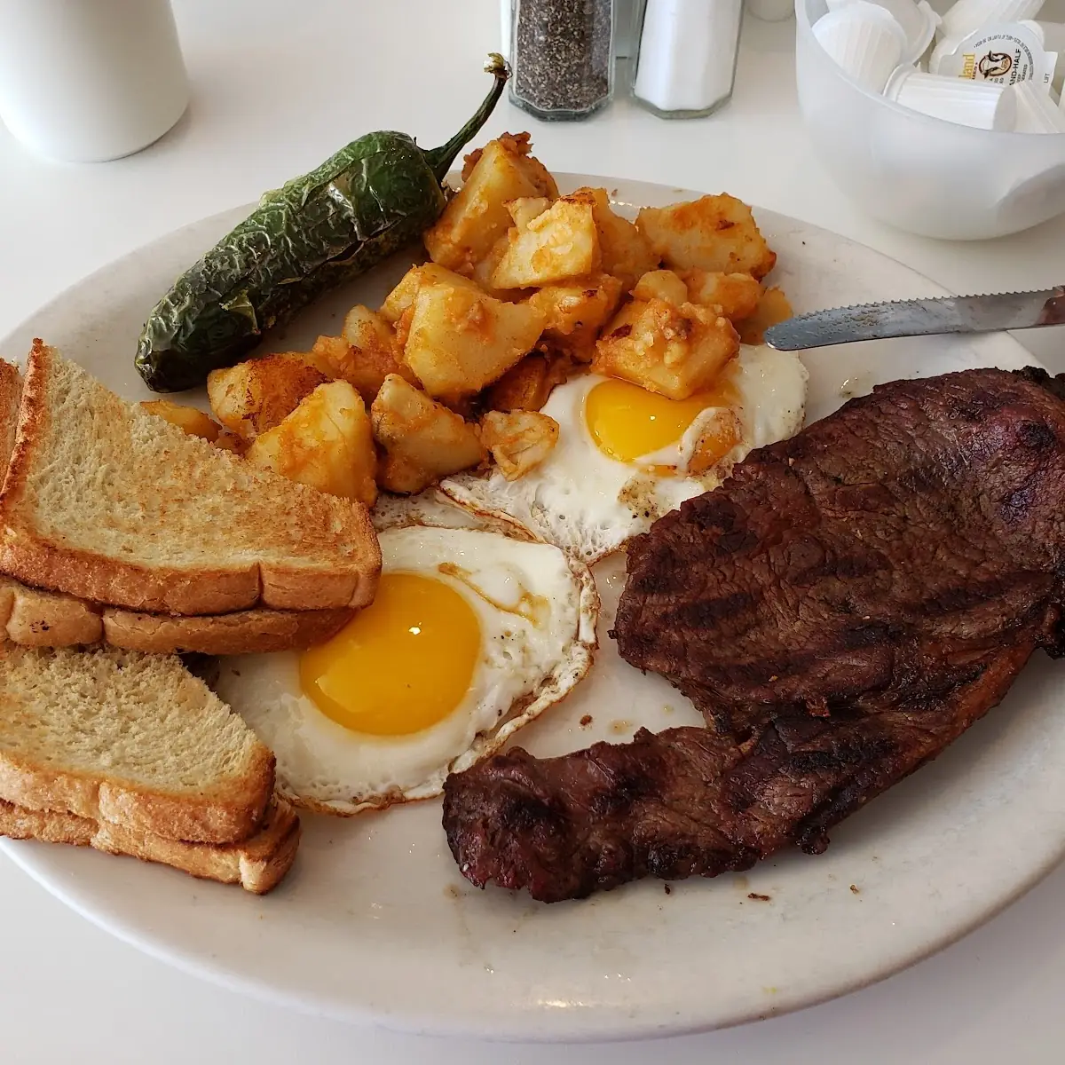 8oz Rib Eye Steak and Eggs