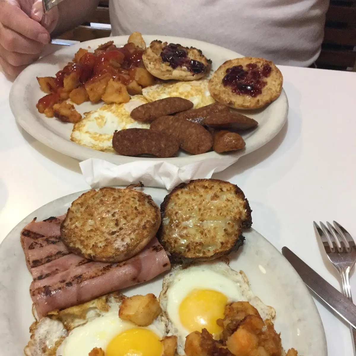 Number 2 with Ham Sunny Side Up Whole Wheat and Home Fried