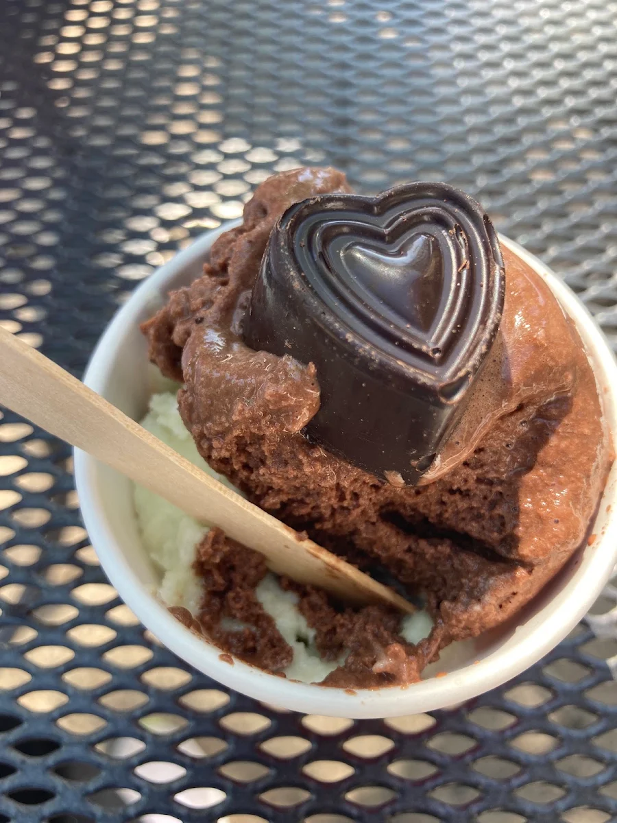 Basil Lemon Ice Cream a Chocolate on Top