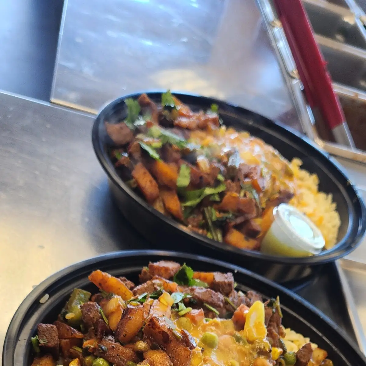 Rice Bowl with Steak and Potatoes