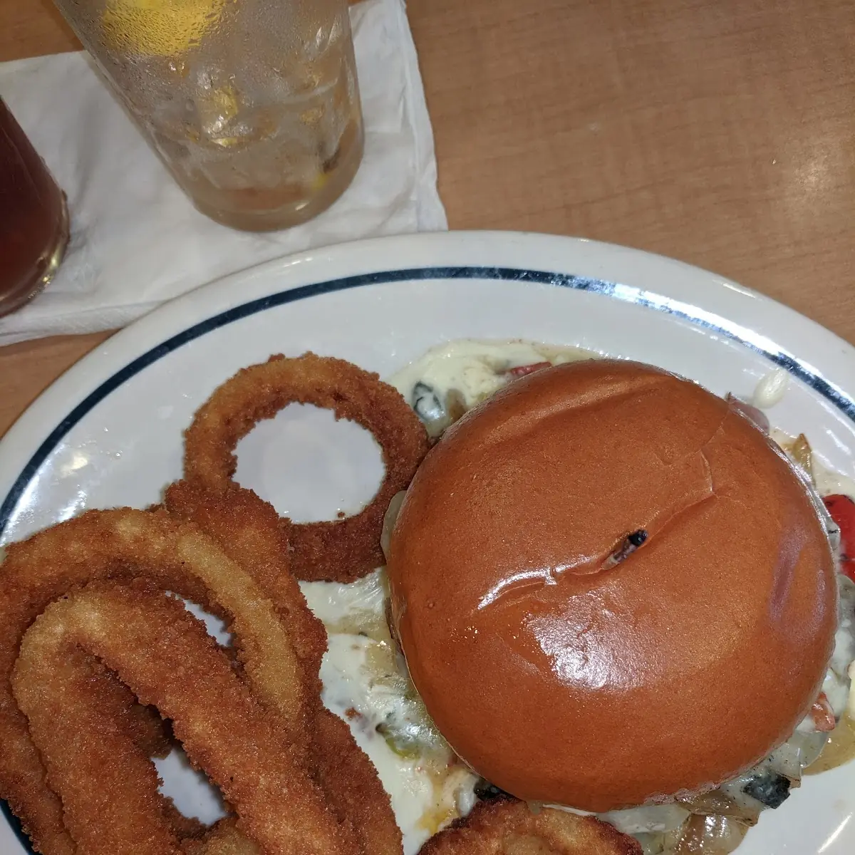 Onion Rings & Cheese Burger
