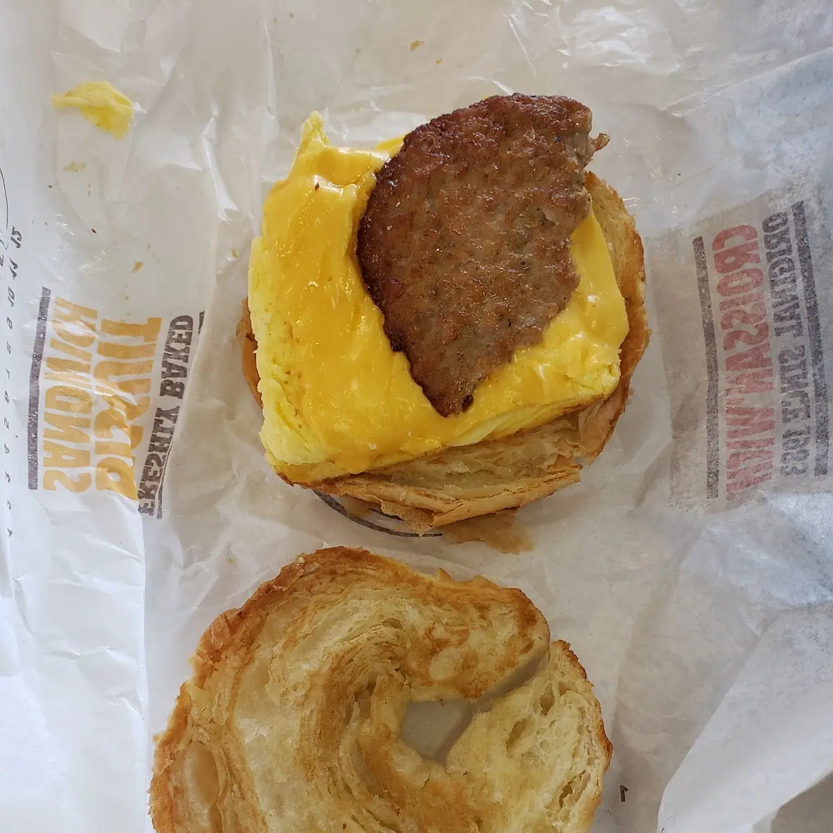 Breakfast Sandwich Missing Half the Sausage Patty