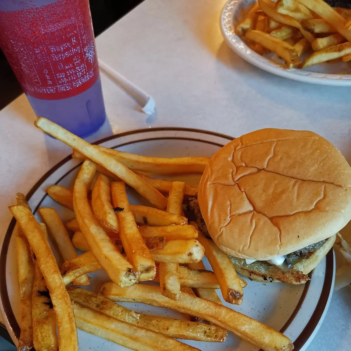 Mushroom Swiss Burger with Fries