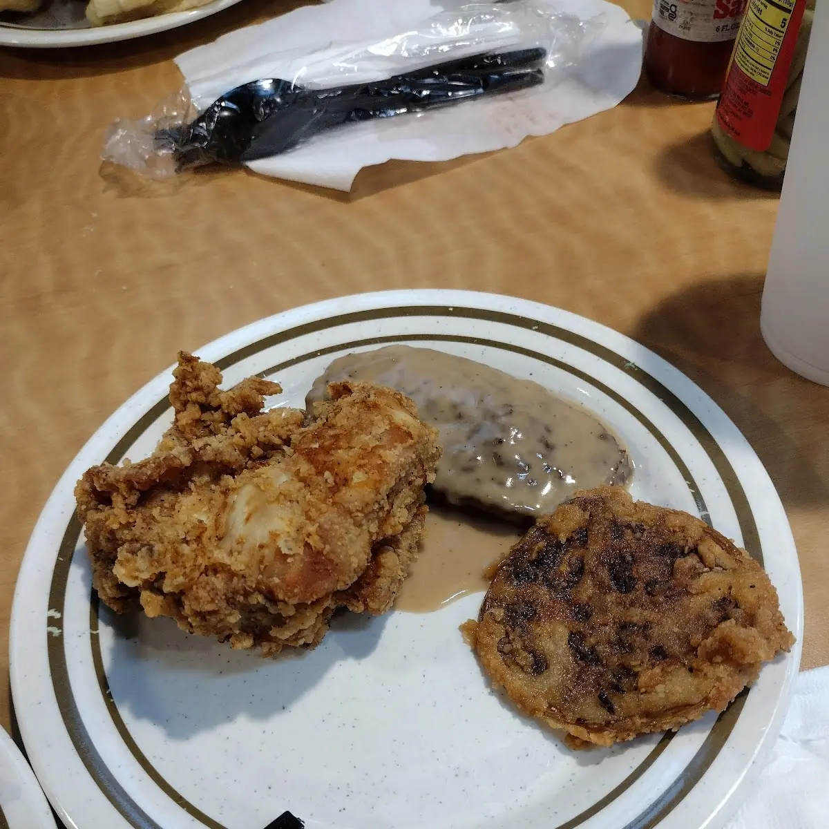 It's Fried Chicken Fried Tomato & Gray Steak