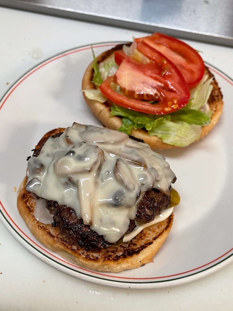 Swiss Mushroom Burger, Hunters Country Kitchen