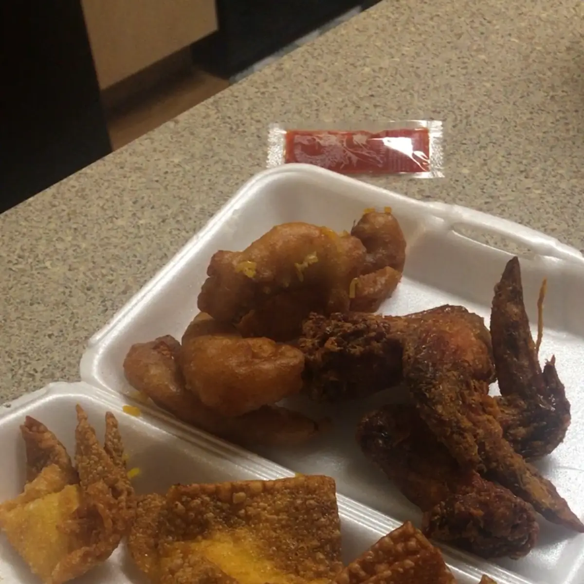 2 Piece Chicken Wings and 4 Piece Crab Rangoon