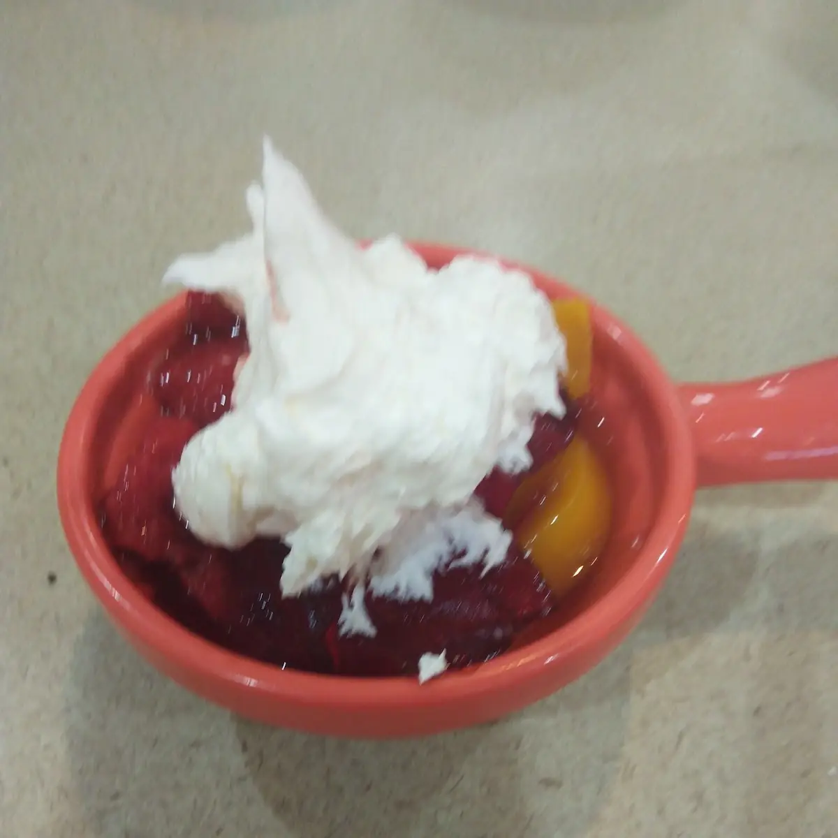 Peaches & Strawberries with Cool Whip on Top