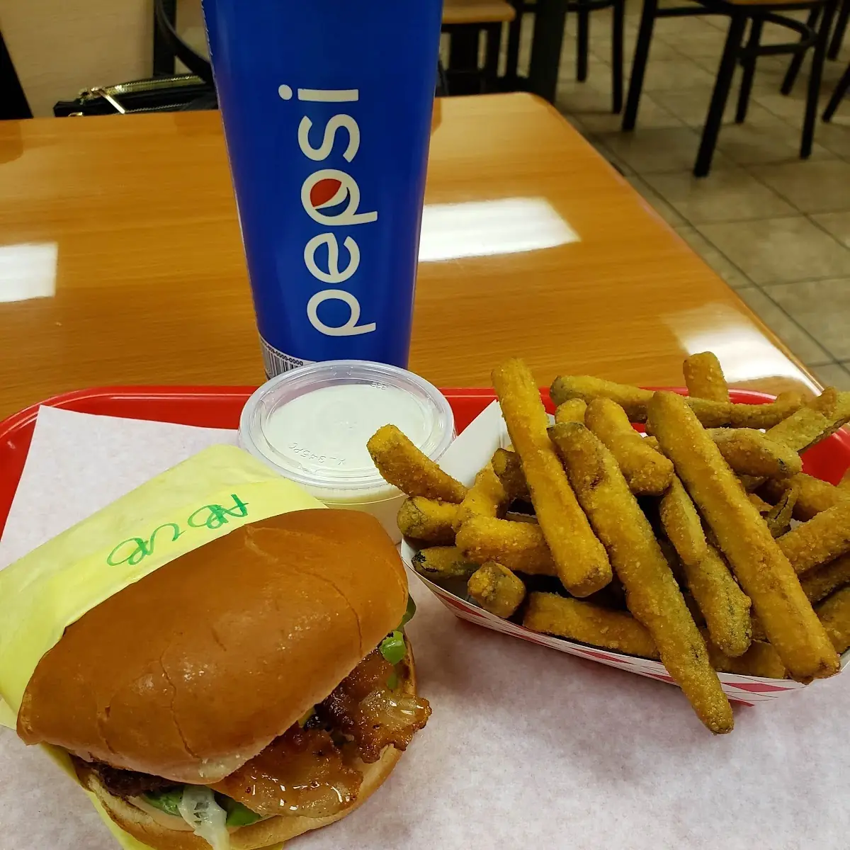 Cheese Burger and Zucchini Fries