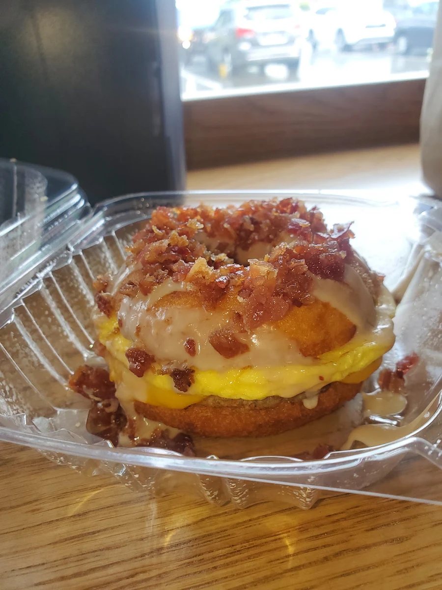 Sausage Egg and Cheese on a Donut