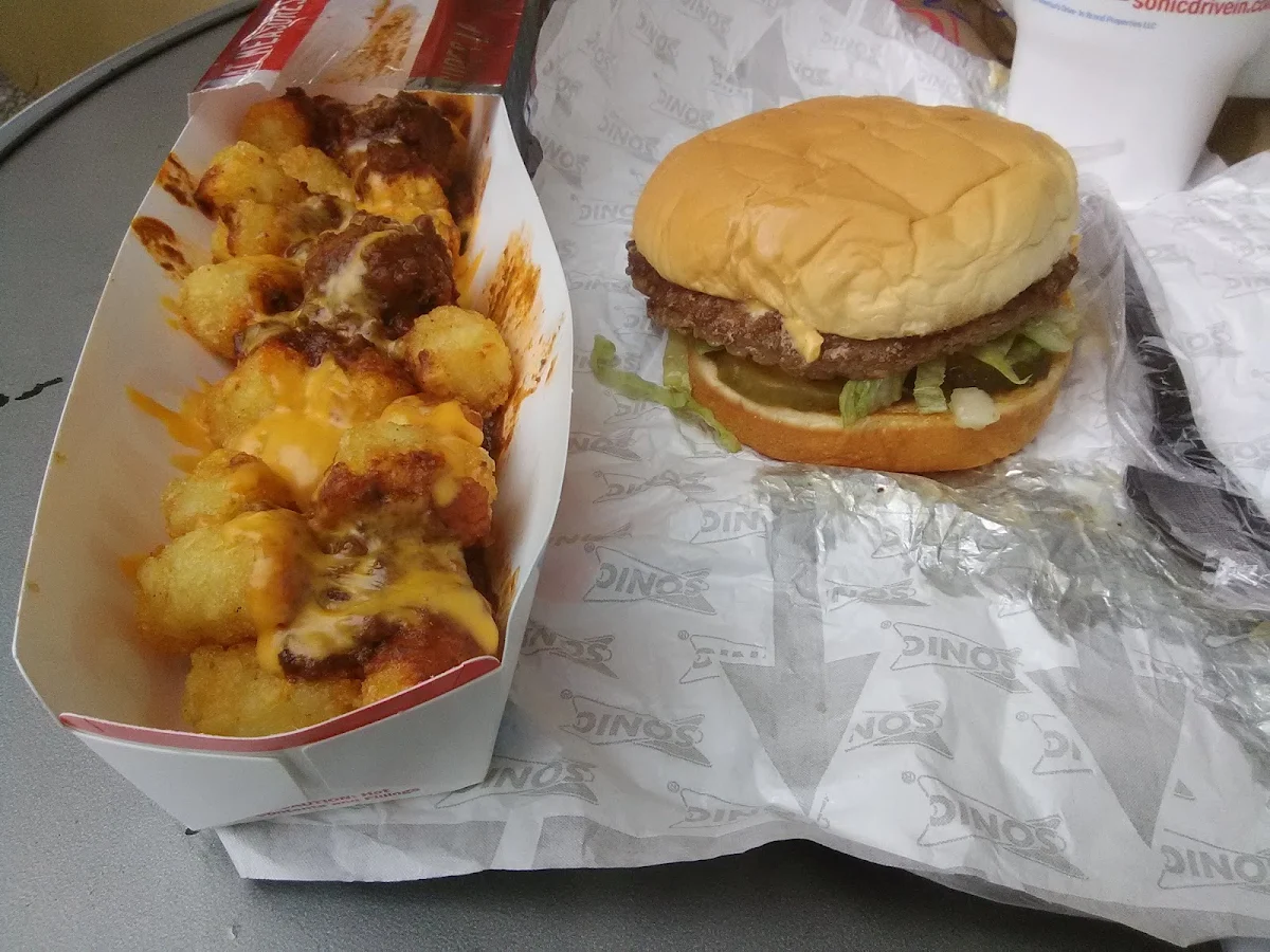 Sonic Cheeseburger with Chili Cheese Tots