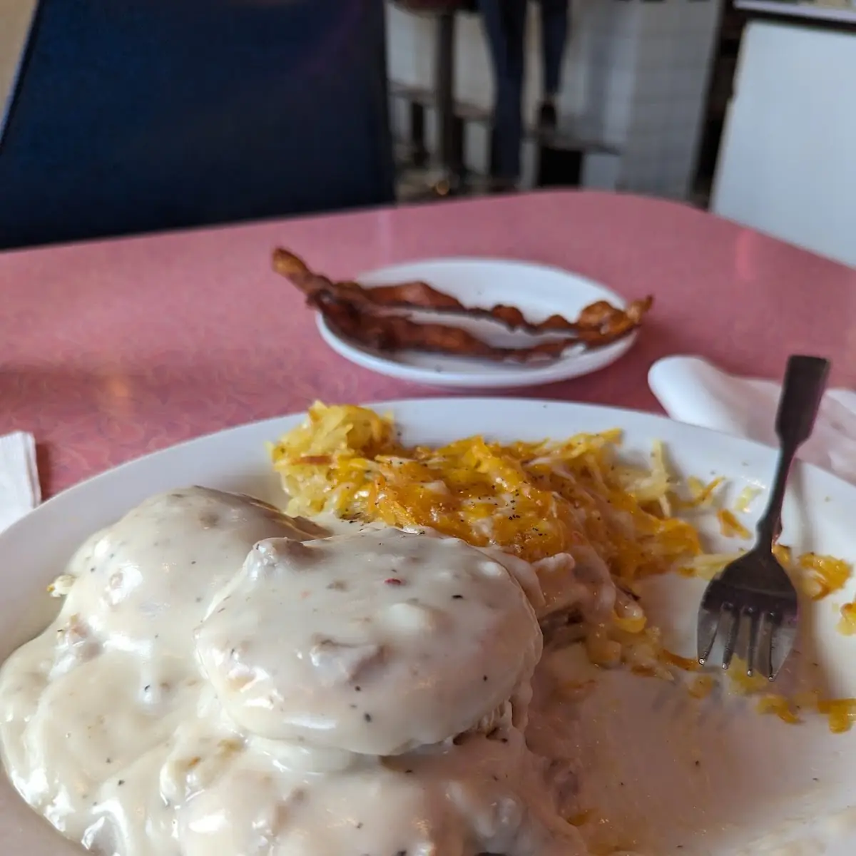 Biscuits and Sausage Gravy with Hash Browns