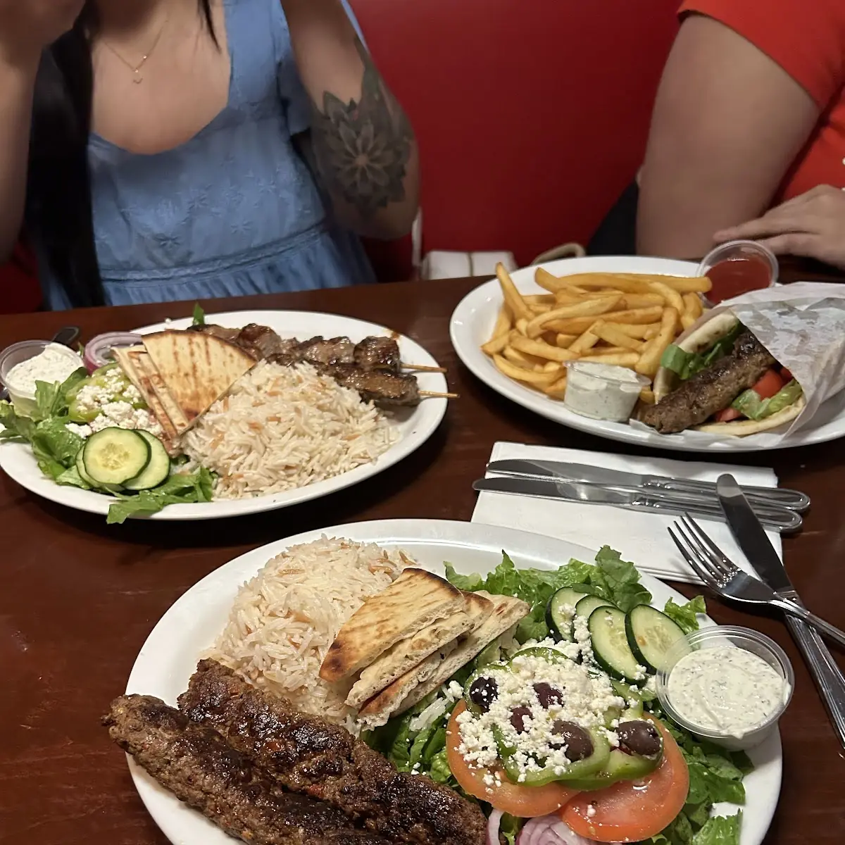 Kebab Combo Plate Half Spicy Chicken Half Filet Mignon and Chicken Kabob Plate