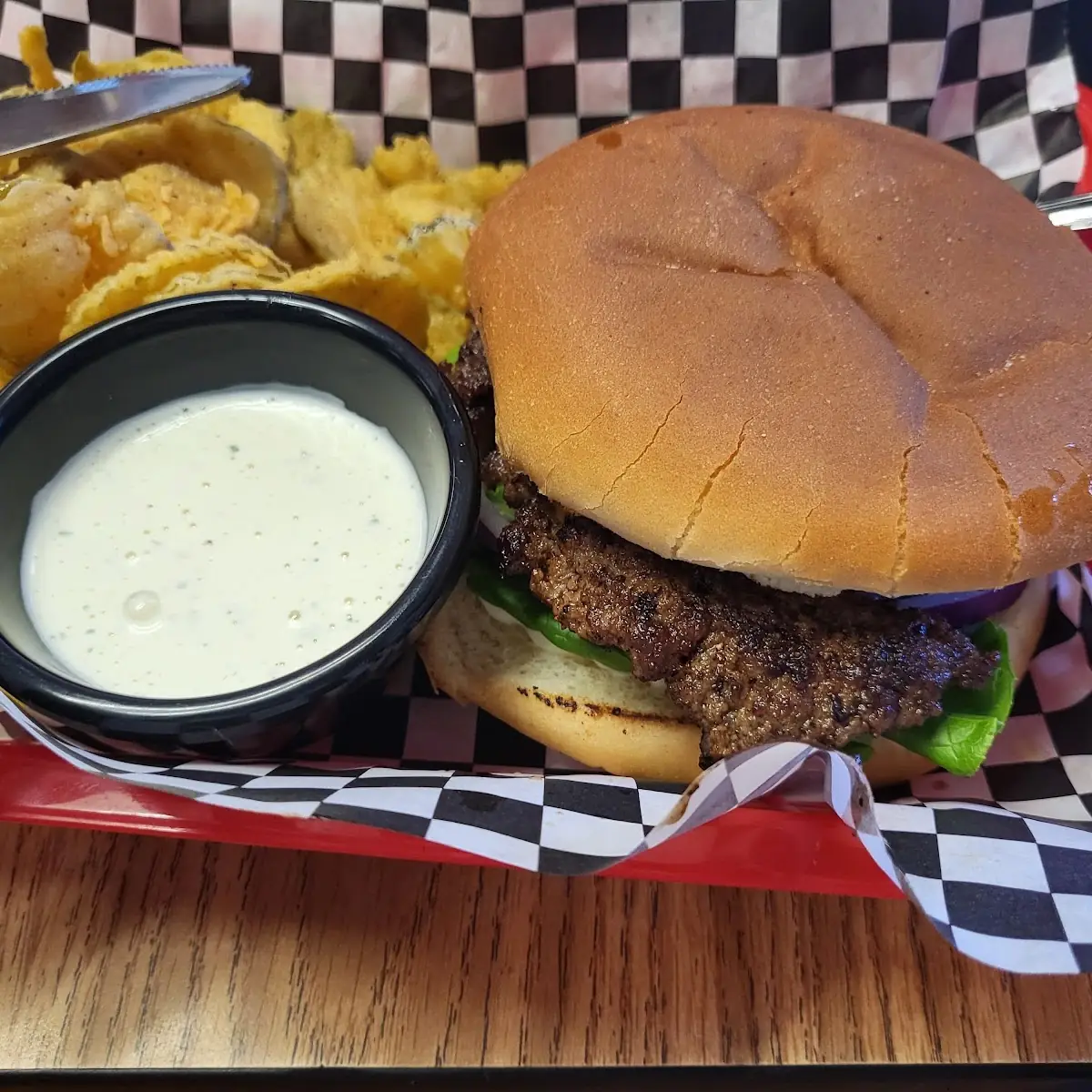 Cheeseburger with Fried Pickles