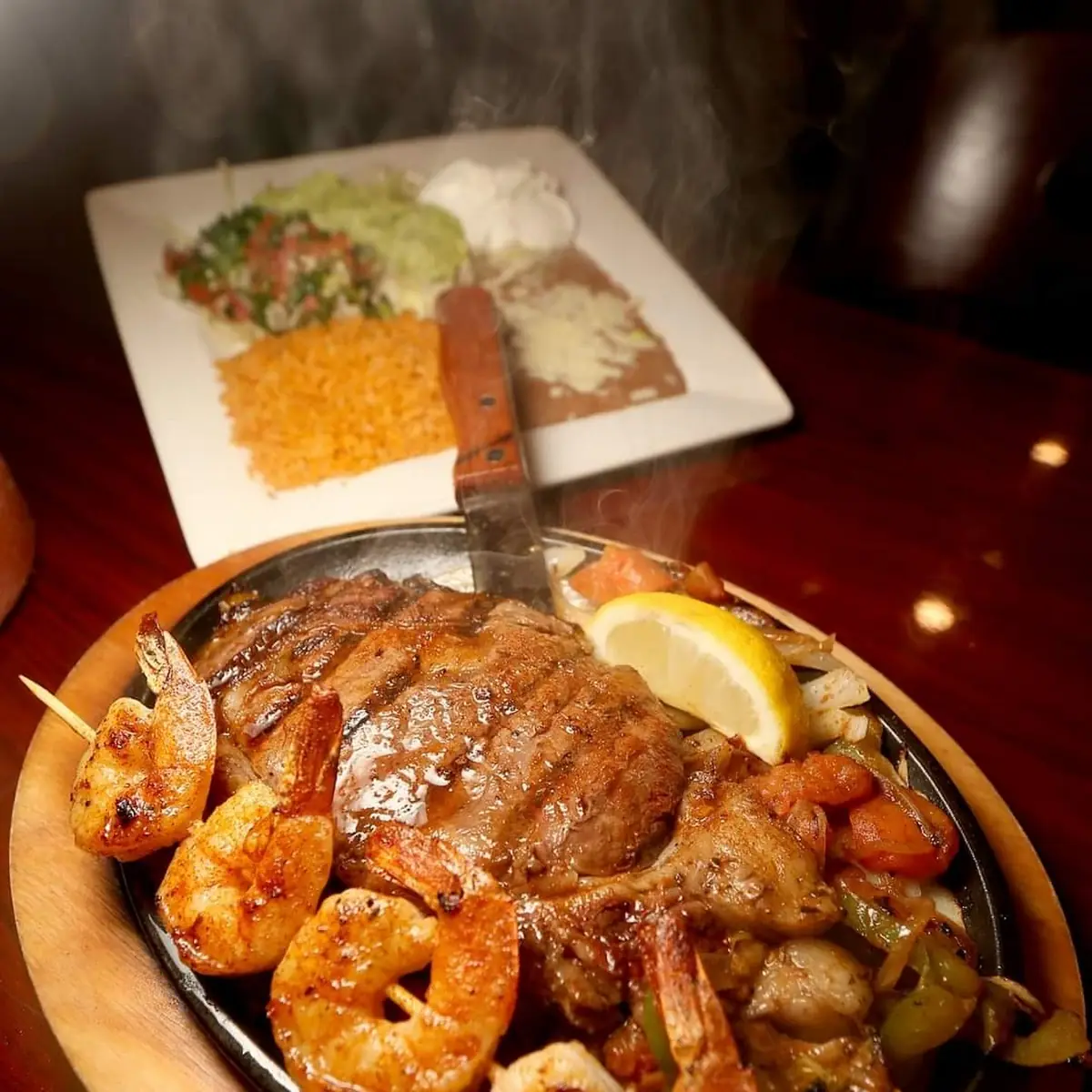 Steak with Grilled Shrimp