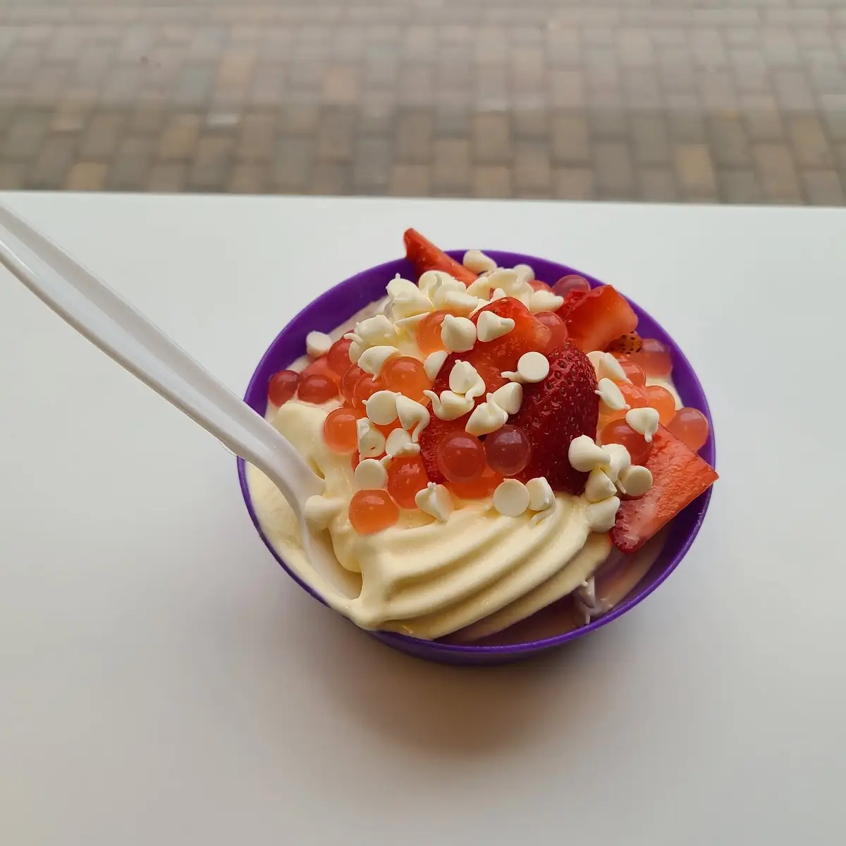 Cake Batter with Strawberries & Cream