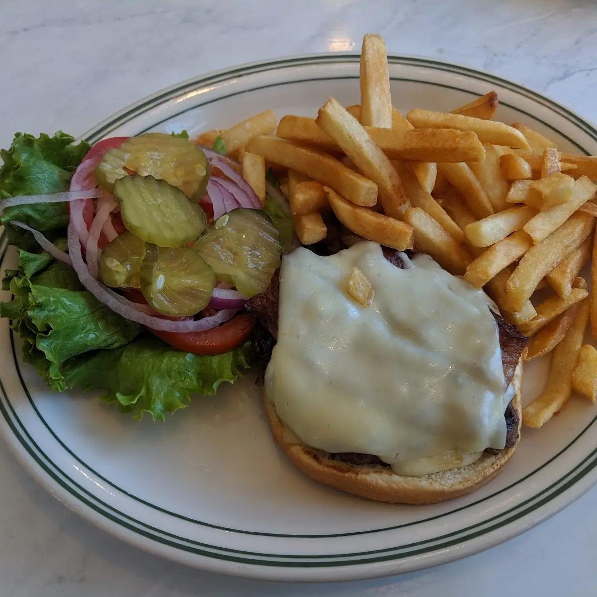 Mushroom Cheese Burger with Curly Fries